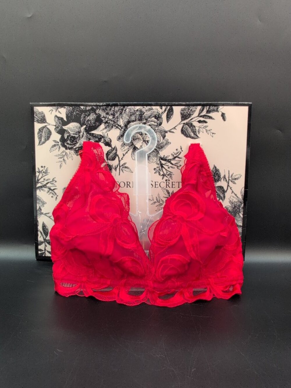 Victoria's Secret Tied with a Bow Embroidery Triangle Bra Bright Red M-DD NWT